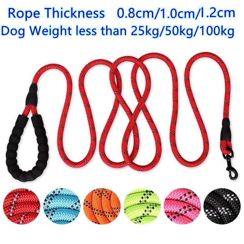 Ultra Strong Reflective Rope Leash Various Colors and Sizes